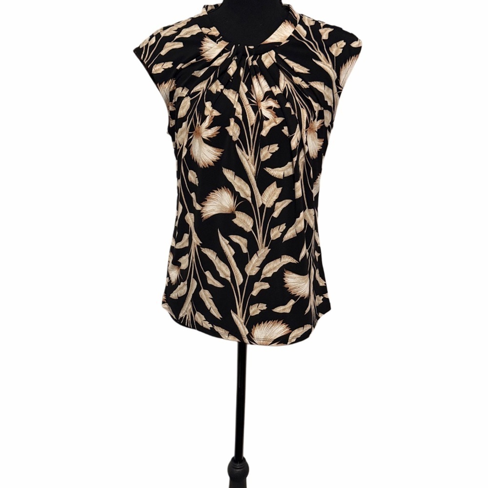Liz Claiborne Floral Black and Cream Women's Top